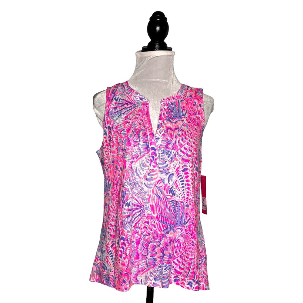 Lilly Pulitzer Dev Knit Top Raz Berry Sea You Soon Size Large